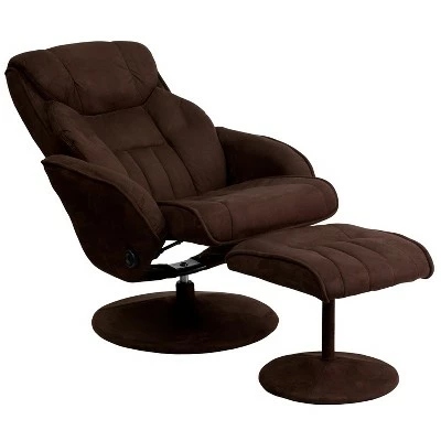 Flash Furniture Contemporary Multi-Position Recliner and Ottoman with Circular Wrapped Base in Brown Microfiber 4 Flash Furniture Contemporary Multi-Position Recliner and Ottoman with Circular Wrapped Base in Brown Microfiber - Image 2