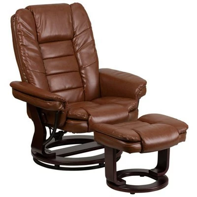 Riverstone Furniture Contemporary Leather Recliner with Horizontal Stitching and Ottoman - Flash Furniture Brown Vintage 8 Riverstone Furniture Contemporary Leather Recliner with Horizontal Stitching and Ottoman - Flash Furniture Brown Vintage - Image 6
