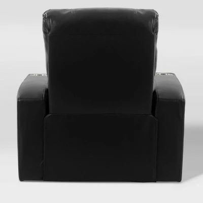 Tucson Home Theater Single Power Recliner with Stainless Steel Cup Holders Black Leather Gel - Corliving 7 Tucson Home Theater Single Power Recliner with Stainless Steel Cup Holders Black Leather Gel - Corliving - Image 5