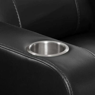 Tucson Home Theater Single Power Recliner with Stainless Steel Cup Holders Black Leather Gel - Corliving 10 Tucson Home Theater Single Power Recliner with Stainless Steel Cup Holders Black Leather Gel - Corliving - Image 8