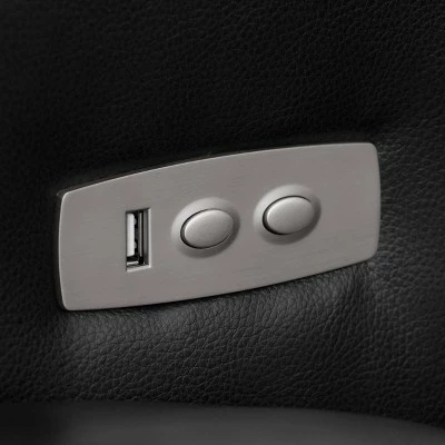 Tucson Home Theater Single Power Recliner with Stainless Steel Cup Holders Black Leather Gel - Corliving 11 Tucson Home Theater Single Power Recliner with Stainless Steel Cup Holders Black Leather Gel - Corliving - Image 9