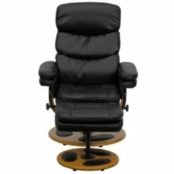 Flash Furniture Contemporary Multi-Position Recliner and Ottoman with Wood Base in Black LeatherSoft -Living Room Chairs store unnamed file 13544
