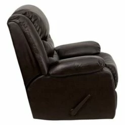 Plush Leather Lever Rocker Recliner with Padded Arms Brown - Riverstone Furniture Collection