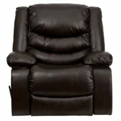 Plush Leather Lever Rocker Recliner with Padded Arms Brown - Riverstone Furniture Collection -Living Room Chairs store unnamed file 13567