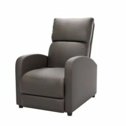 Moor Brownish - Gray Bonded Leather Press-Back Recliner - Corliving -Living Room Chairs store unnamed file 13570