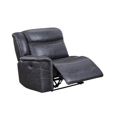 Left Arm Facing Recliner with Faux Leather Upholstery Gray - Benzara 2 Left Arm Facing Recliner with Faux Leather Upholstery Gray - Benzara