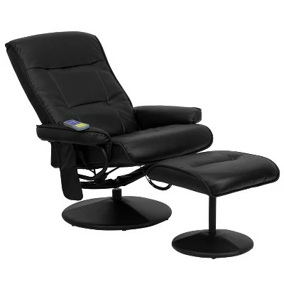 Flash Furniture Massaging Multi-Position Recliner with Side Pocket and Ottoman in Black LeatherSoft 3 Flash Furniture Massaging Multi-Position Recliner with Side Pocket and Ottoman in Black LeatherSoft
