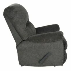 Fabric Upholstered Rocker Recliner with Pillow Top Arm Gray - Benzara -Living Room Chairs store unnamed file 13611
