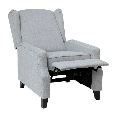 Emma and Oliver Fabric Upholstered Easy Push Back Recliner - Classic Wingback Design with Nailhead Accent Trim and Footrest 9 Emma and Oliver Fabric Upholstered Easy Push Back Recliner - Classic Wingback Design with Nailhead Accent Trim and Footrest - Image 7