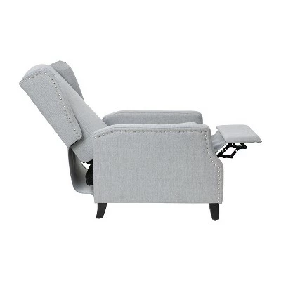 Emma and Oliver Fabric Upholstered Easy Push Back Recliner - Classic Wingback Design with Nailhead Accent Trim and Footrest 10 Emma and Oliver Fabric Upholstered Easy Push Back Recliner - Classic Wingback Design with Nailhead Accent Trim and Footrest - Image 8