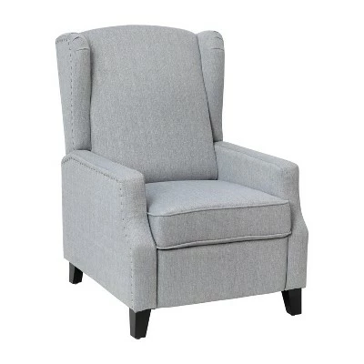 Emma and Oliver Fabric Upholstered Easy Push Back Recliner - Classic Wingback Design with Nailhead Accent Trim and Footrest 16 Emma and Oliver Fabric Upholstered Easy Push Back Recliner - Classic Wingback Design with Nailhead Accent Trim and Footrest - Image 14