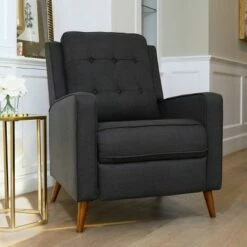 Francis Mid Century Pushback Recliner - Abbyson Living Ivory