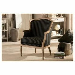 Charlemagne Traditional French Blue Stripe Accent Chair -Baxton Studio -Living Room Chairs store unnamed file 1373