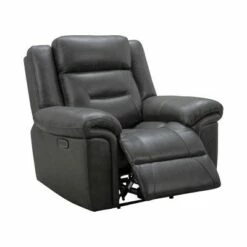 Keizer Leather Triple Power Recliner Dark Gray - Abbyson Living