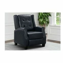 Wiley Leather Pushback Recliner - Abbyson Living Navy Blue