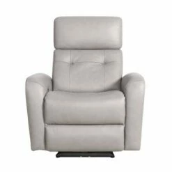 Lola Leather Power Recliner with Power Headrests Gray - Abbyson Living