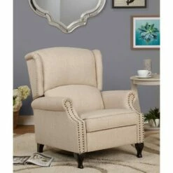 Upholstered Wing Recliner Beige - Buylateral