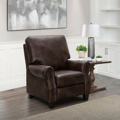 Carly Leather Pushback Recliner - Abbyson Living Brown 3 Carly Leather Pushback Recliner - Abbyson Living Brown