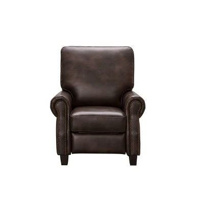 Carly Leather Pushback Recliner - Abbyson Living Brown 5 Carly Leather Pushback Recliner - Abbyson Living Brown - Image 3