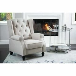 Savannah Fabric Pushback Recliner - Abbyson Living Navy Blue