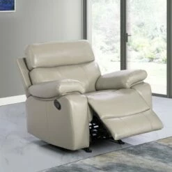 Cortez Leather Recliner - Abbyson Living Beige