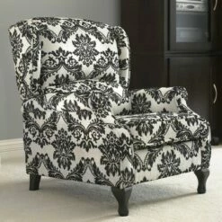 Upholstered Wing Recliner - Buylateral Black/cream -Living Room Chairs store unnamed file 13859