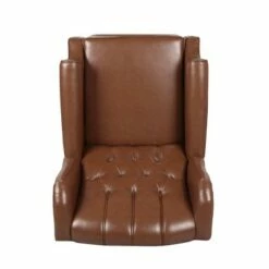 Walter Contemporary Tufted Recliner Cognac Brown/Dark Brown - Christopher Knight Home -Living Room Chairs store unnamed file 1387