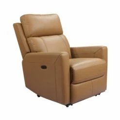 Gwen Leather Power Recliner with Power Foot and Headrest - Abbyson Living Camel -Living Room Chairs store unnamed file 13885