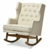Iona Mid - Century Retro Modern Light Fabric Upholstered Button - Tufted Wingback Rocking Chair - Light Beige - Baxton Studio -Living Room Chairs store unnamed file 13896