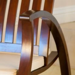 Abraham Wood Rocking Chair with Cushion - Brown Mahogany - Christopher Knight Home -Living Room Chairs store unnamed file 13901