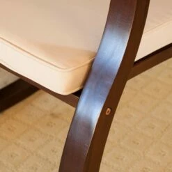 Abraham Wood Rocking Chair with Cushion - Brown Mahogany - Christopher Knight Home -Living Room Chairs store unnamed file 13902