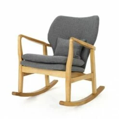 Benny Mid Century Modern Fabric Rocking Chair - Christopher Knight Home Muted Yellow -Living Room Chairs store unnamed file 13925