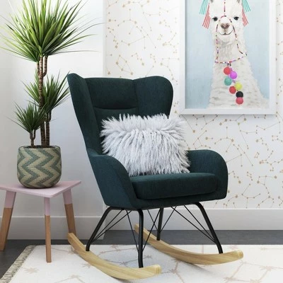 Novogratz Harper Wingback Rocker Blue 3 Novogratz Harper Wingback Rocker Blue