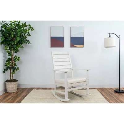 Gift Mark Adult Rocking Chair with Horizontal Back and white Faux Leather Seat 3 Gift Mark Adult Rocking Chair with Horizontal Back and white Faux Leather Seat