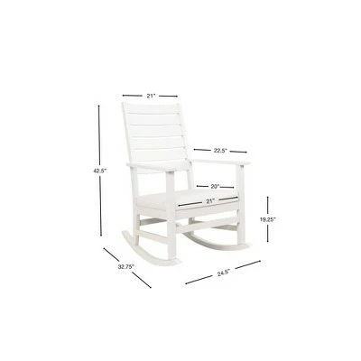 Gift Mark Adult Rocking Chair with Horizontal Back and white Faux Leather Seat 4 Gift Mark Adult Rocking Chair with Horizontal Back and white Faux Leather Seat - Image 2