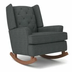 Best Chairs Inc. Best Chairs Ames Upholstered Runner Rocker Dark Walnut Cobalt -Living Room Chairs store unnamed file 13944