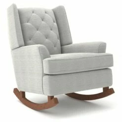 Best Chairs Inc. Best Chairs Ames Upholstered Runner Rocker Dark Walnut Cobalt -Living Room Chairs store unnamed file 13945