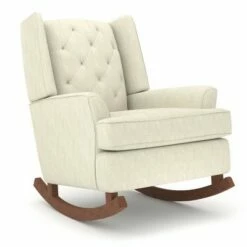 Best Chairs Inc. Best Chairs Ames Upholstered Runner Rocker Dark Walnut Cobalt -Living Room Chairs store unnamed file 13948