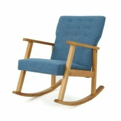 Harvey Mid-Century Modern Fabric Rocking Chair - Christopher Knight Home Muted Blue -Living Room Chairs store unnamed file 14035
