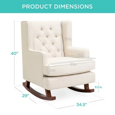 Best Choice Products Rocking Accent Chair, Tufted Upholstered Wingback for Home, Nursery w/ Wood Frame 8 Best Choice Products Rocking Accent Chair, Tufted Upholstered Wingback for Home, Nursery w/ Wood Frame - Image 6