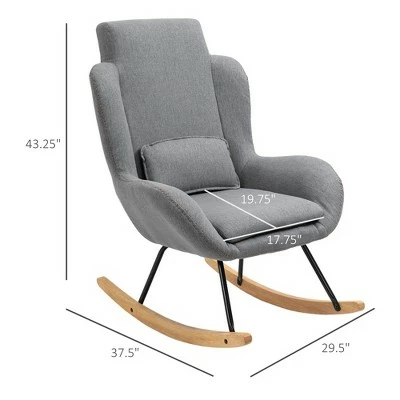 HomCom Modern Wingback Fabric Rocking Sofa Chair 6 HomCom Modern Wingback Fabric Rocking Sofa Chair - Image 4