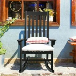 Costway 2PCS Wood Rocking Chair Porch Rocker High Back Garden Seat Indoor Outdoor -Living Room Chairs store unnamed file 14088