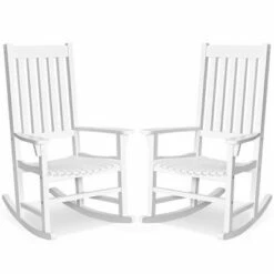 Costway 2PCS Wood Rocking Chair Porch Rocker High Back Garden Seat Indoor Outdoor -Living Room Chairs store unnamed file 14095