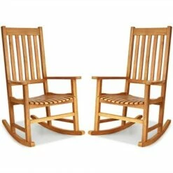 Costway 2PCS Wood Rocking Chair Porch Rocker High Back Garden Seat Indoor Outdoor -Living Room Chairs store unnamed file 14096