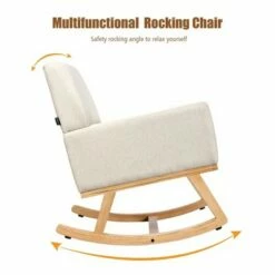 Costway Mid Century Fabric Rocking Chair Upholstered Accent Armchair Lounge Chair Beige/Gray 20 Costway Mid Century Fabric Rocking Chair Upholstered Accent Armchair Lounge Chair Beige/Gray -Living Room Chairs store unnamed file 14115