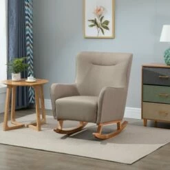 HomCom Modern Rocking Linen Sofa Armchair