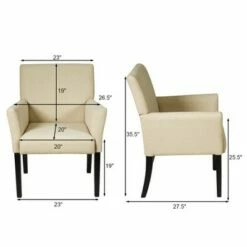 Costway Set of 2 Arm Chair Guest Chair Home Office w/ Wooden Legs