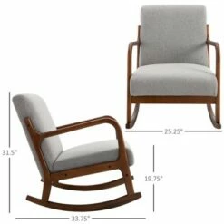 HomCom Linen Fabric Rocking Chair with Curved Wood Base 14 HomCom Linen Fabric Rocking Chair with Curved Wood Base -Living Room Chairs store unnamed file 14137