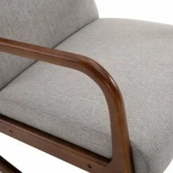 HomCom Linen Fabric Rocking Chair with Curved Wood Base 17 HomCom Linen Fabric Rocking Chair with Curved Wood Base -Living Room Chairs store unnamed file 14140