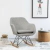 Costway Rocking Chair Fabric Rocker Upholstered Single Sofa Chair Accent Armchair Grey -Living Room Chairs store unnamed file 14143